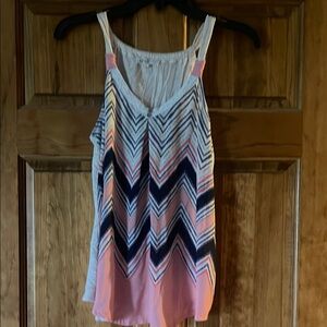 Chevron Patterned Pink and Navy Women's Top